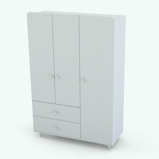Revit Family / 3D Model - Modern Crib With Changing Station Armoire