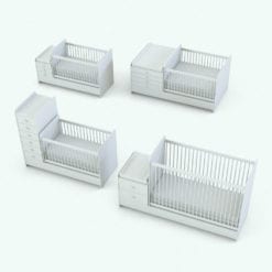 Revit Family / 3D Model - Modern Crib With Changing Station Crib Variations
