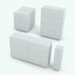 Revit Family / 3D Model - Modern Crib With Changing Station Chest With Drawers Variations