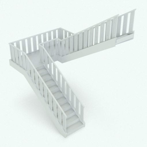 Revit Family / 3D Model - Modern Railing on Stair 1