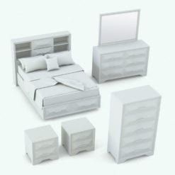 Revit Family / 3D Model - Pyramidal Drawers Bed Set Perspective
