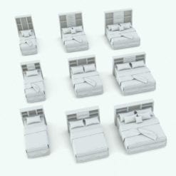 Revit Family / 3D Model - Pyramidal Drawers Bed Set Bed Variations