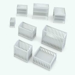 Revit Family / 3D Model - Rectangular Crib Set Variations