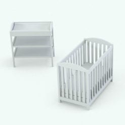 Revit Family / 3D Model - Rectangular Crib Set Perspective