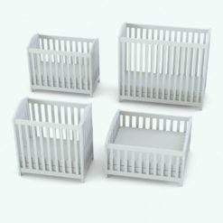 Revit Family / 3D Model - Rectangular Crib Set Crib Variations