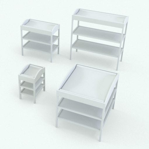 Revit Family / 3D Model - Rectangular Crib Set Changing Station Variations