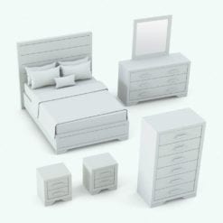 Revit Family / 3D Model - Rectangular Handles Bed Set Perspective