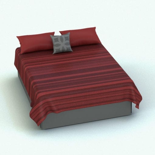 Revit Family / 3D Model - Simple Bed Rendered in Revit