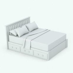 Revit Family / 3D Model - Solid Wood Circular Knobs Bed Set Bed