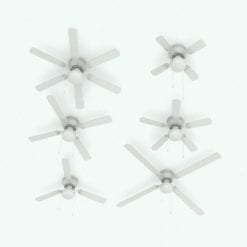 Revit Family / 3D Model - Traditional Ceiling Fan 1 Big Light Variations