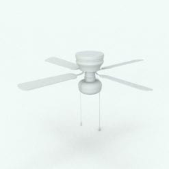 Revit Family / 3D Model - Traditional Ceiling Fan 1 Big Light Perspective 2