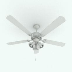 Revit Family / 3D Model - Traditional Ceiling Fan 3 Lights Perspective 1