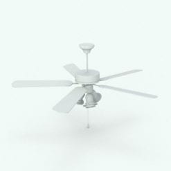 Revit Family / 3D Model - Traditional Ceiling Fan 3 Lights Perspective 2