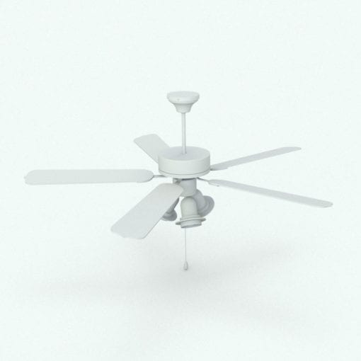 Revit Family / 3D Model - Traditional Ceiling Fan 3 Lights Perspective 2