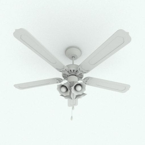 Revit Family / 3D Model - Traditional Ceiling Fan 4 Lights Perspective 1