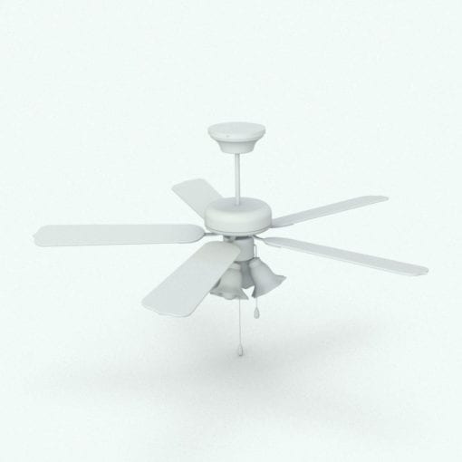 Revit Family / 3D Model - Traditional Ceiling Fan 4 Lights Perspective 2