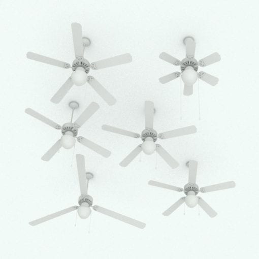 Revit Family / 3D Model - Traditional Ceiling Fan Variations