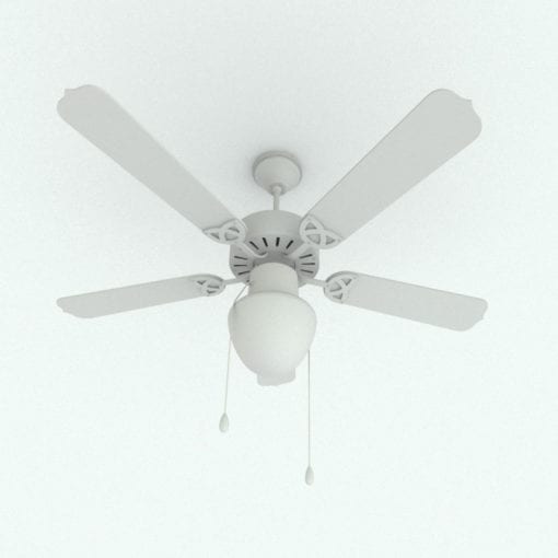 Revit Family / 3D Model - Traditional Ceiling Fan Perspective 1
