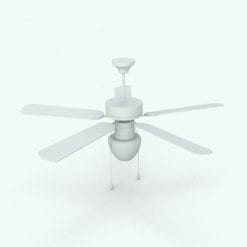 Revit Family / 3D Model - Traditional Ceiling Fan Perspective 2