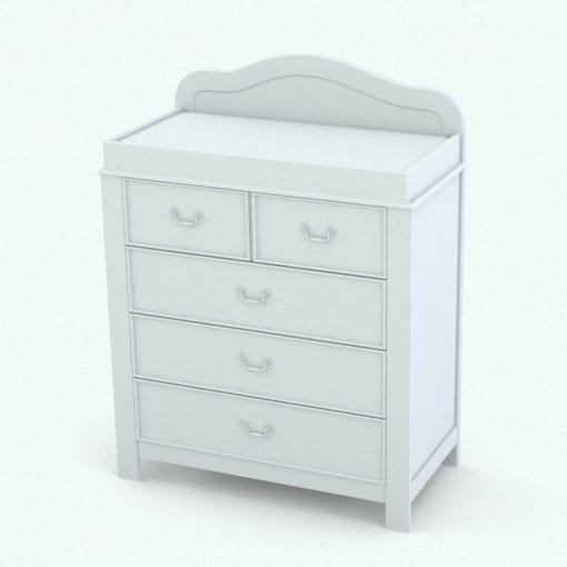 Revit Family / 3D Model - Traditional Nursery Set With Curves Changing Station