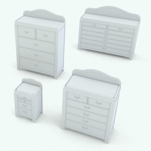 Revit Family / 3D Model - Traditional Nursery Set With Curves Changing Station Variations