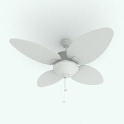 Revit Family / 3D Model - Tropical Ceiling Fan With Bowl Light Perspective 1