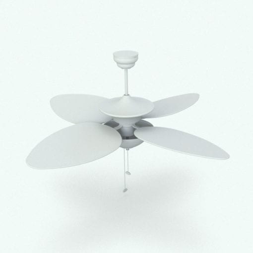 Revit Family / 3D Model - Tropical Ceiling Fan With Bowl Light Perspective 2