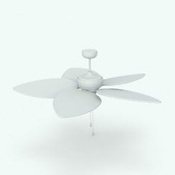Revit Family / 3D Model - Tropical Ceiling Fan Perspective 2