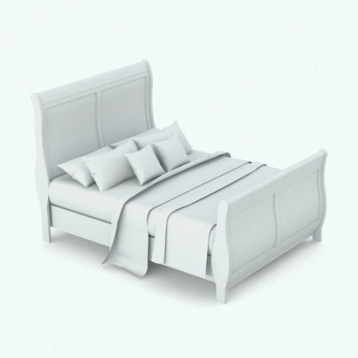 Revit Family / 3D Model - Vintage Handles Bed Set Bed