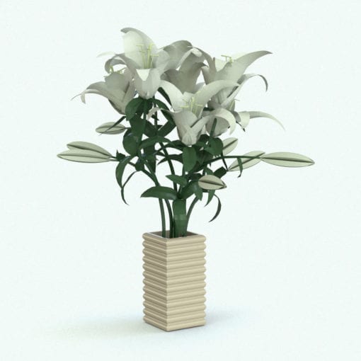 Revit Family / 3D Model - White Lilies Rendered in Revit