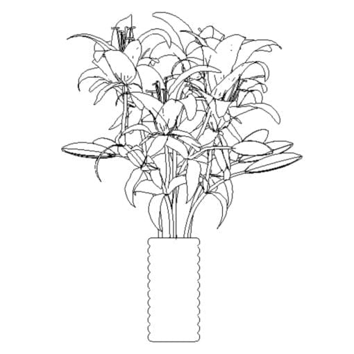 Revit Family / 3D Model - White Lilies - Revit and AutoCAD Front View