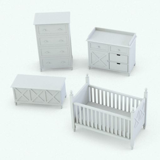 Revit Family / 3D Model - X-Shapes Nursery Set Perspective