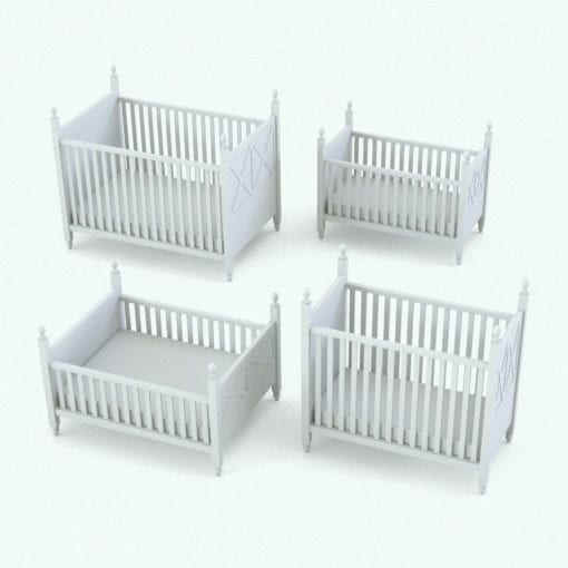 Revit Family / 3D Model - X-Shapes Nursery Set Crib Variations