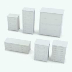 Revit Family / 3D Model - X-Shapes Nursery Set Chest With Drawers Variations