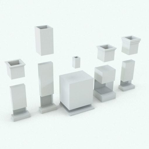 Revit Family / 3D Model - Glass Enclosed Fireplace Variations