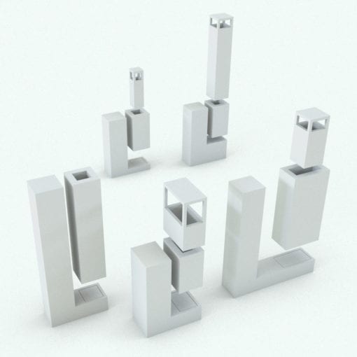 Revit Family / 3D Model - L-Shape Fireplace Variations