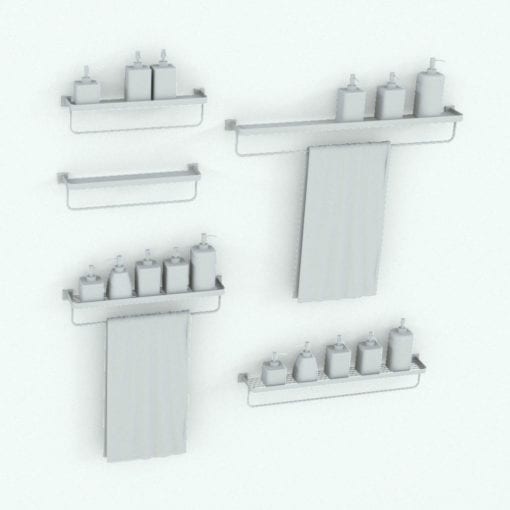 Revit Family / 3D Model - Metal Towel Shelf Variations