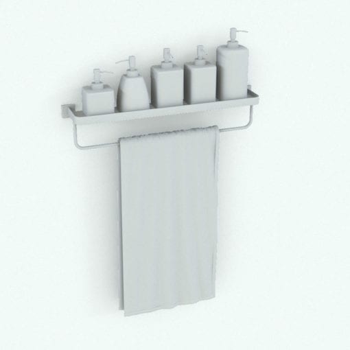 Revit Family / 3D Model - Metal Towel Shelf Perspective