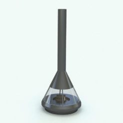 Revit Family / 3D Model - Modern Conical Metallic Fireplace Rendered in Revit