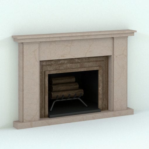 Revit Family / 3D Model - Modern Fireplace Two Toned Rendered in Revit