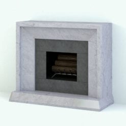 Revit Family / 3D Model - Modern Stone Fireplace Rendered in Revit
