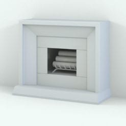 Revit Family / 3D Model - Modern Stone Fireplace Perspective