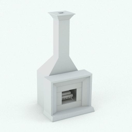Revit Family / 3D Model - Modern Stone Fireplace Complete