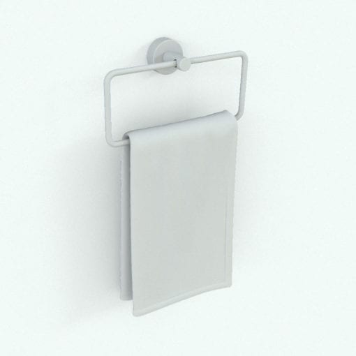 Revit Family / 3D Model - Wall Mounted Hand Towel Holder Rectangular Perspective