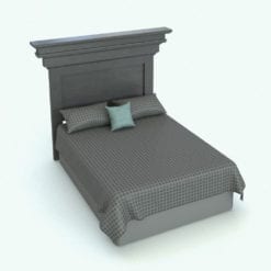 Revit Family / 3D Model - Bed With Classic Headboard Rendered in Revit