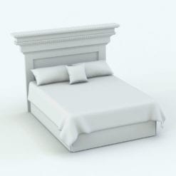 Revit Family / 3D Model - Bed With Classic Headboard Perspective