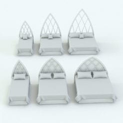 Revit Family / 3D Model - Bed With Gothic Headboard Variations