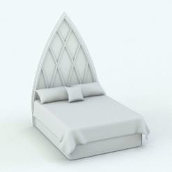 Revit Family / 3D Model - Bed With Gothic Headboard Perspective