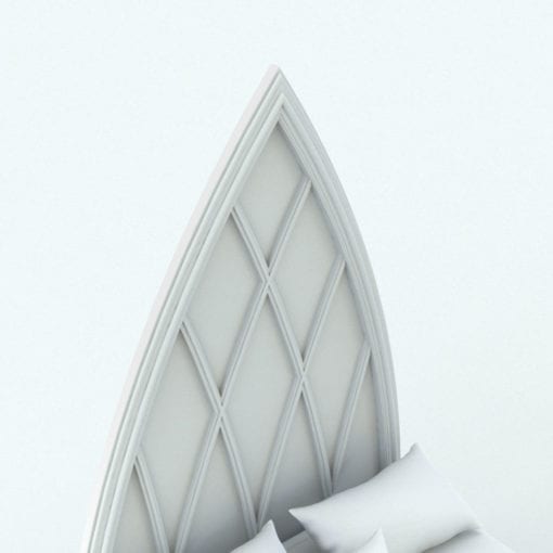 Revit Family / 3D Model - Bed With Gothic Headboard Detail