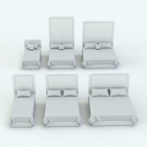 Revit Family / 3D Model - Bed With Modern Headboard 2 Variations